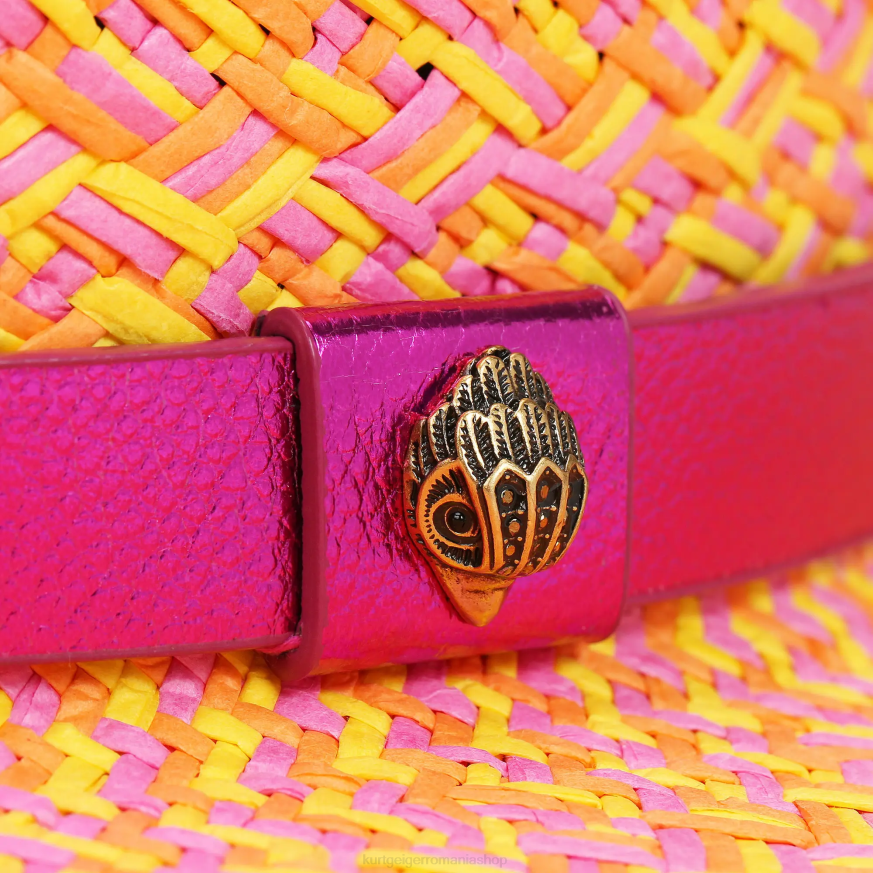 femei combinație roz Kurt Geiger pălărie fedora cu franjuri de paie londra N02B474 | accesorii