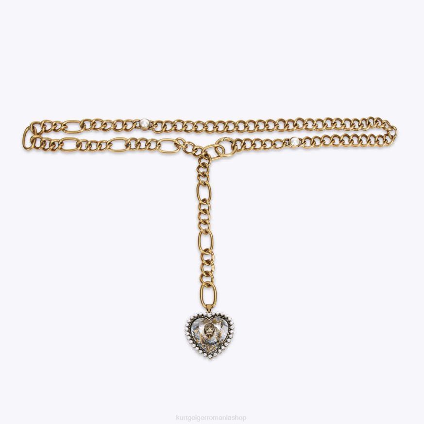 femei aur Kurt Geiger centura cu lanț de inimă de vultur london N02B501 | accesorii