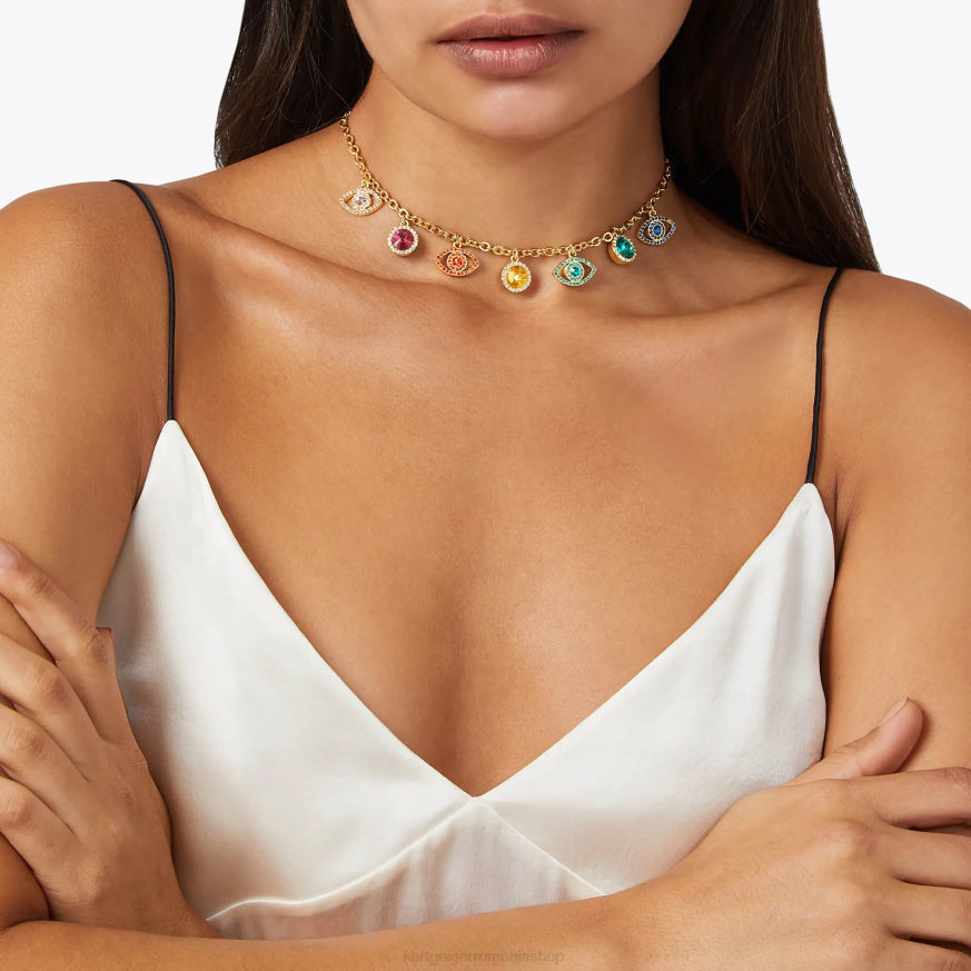 femei aur Kurt Geiger colier de cristal de ochi rău din Londra N02B589 | accesorii