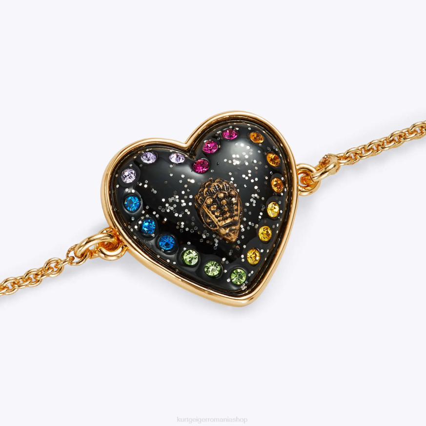 femei combinație de negru Kurt Geiger brățară inimă cu sclipici din Londra N02B578 | accesorii