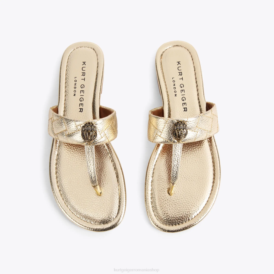 femei aur Kurt Geiger sandale london kensington t-bar N02B448 | încălțăminte
