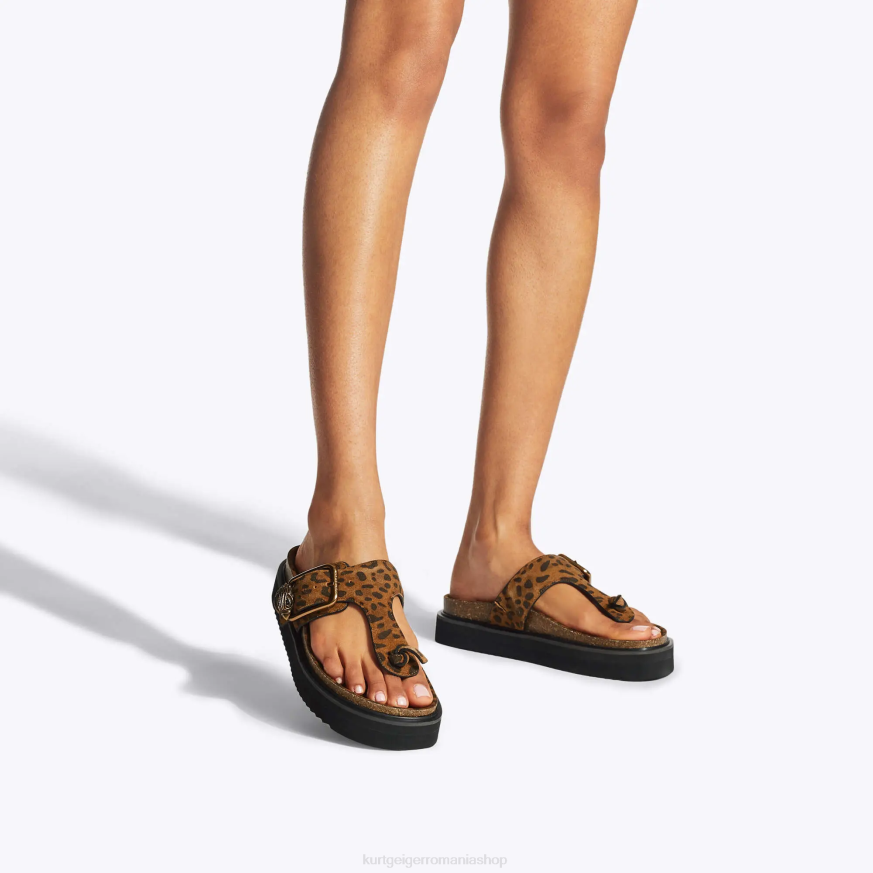 femei maro mijlociu Kurt Geiger london eagle cataramă t-bar slides N02B442 | încălțăminte