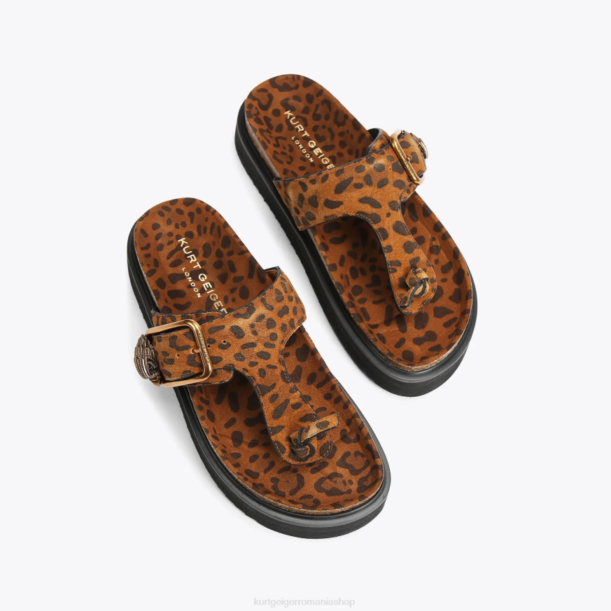 femei maro mijlociu Kurt Geiger london eagle cataramă t-bar slides N02B442 | încălțăminte