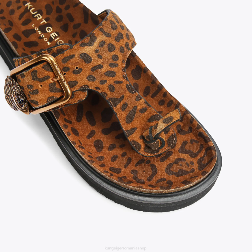 femei maro mijlociu Kurt Geiger london eagle cataramă t-bar slides N02B442 | încălțăminte