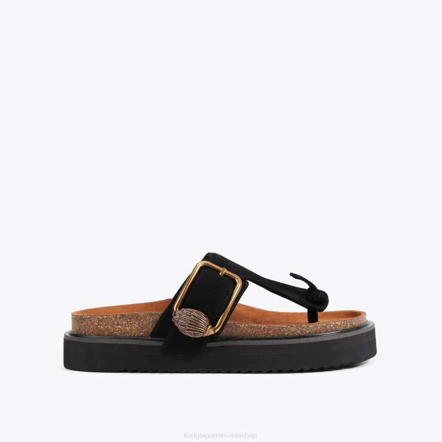 femei negru Kurt Geiger london eagle cataramă t-bar slides N02B441 | încălțăminte