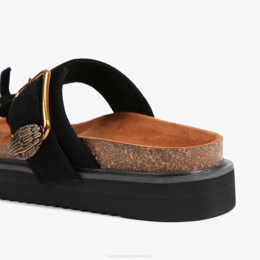 femei negru Kurt Geiger london eagle cataramă t-bar slides N02B441 | încălțăminte