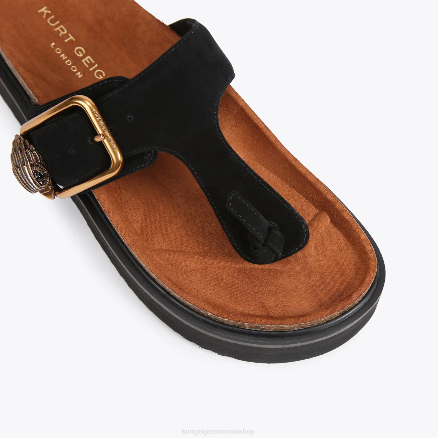femei negru Kurt Geiger london eagle cataramă t-bar slides N02B441 | încălțăminte