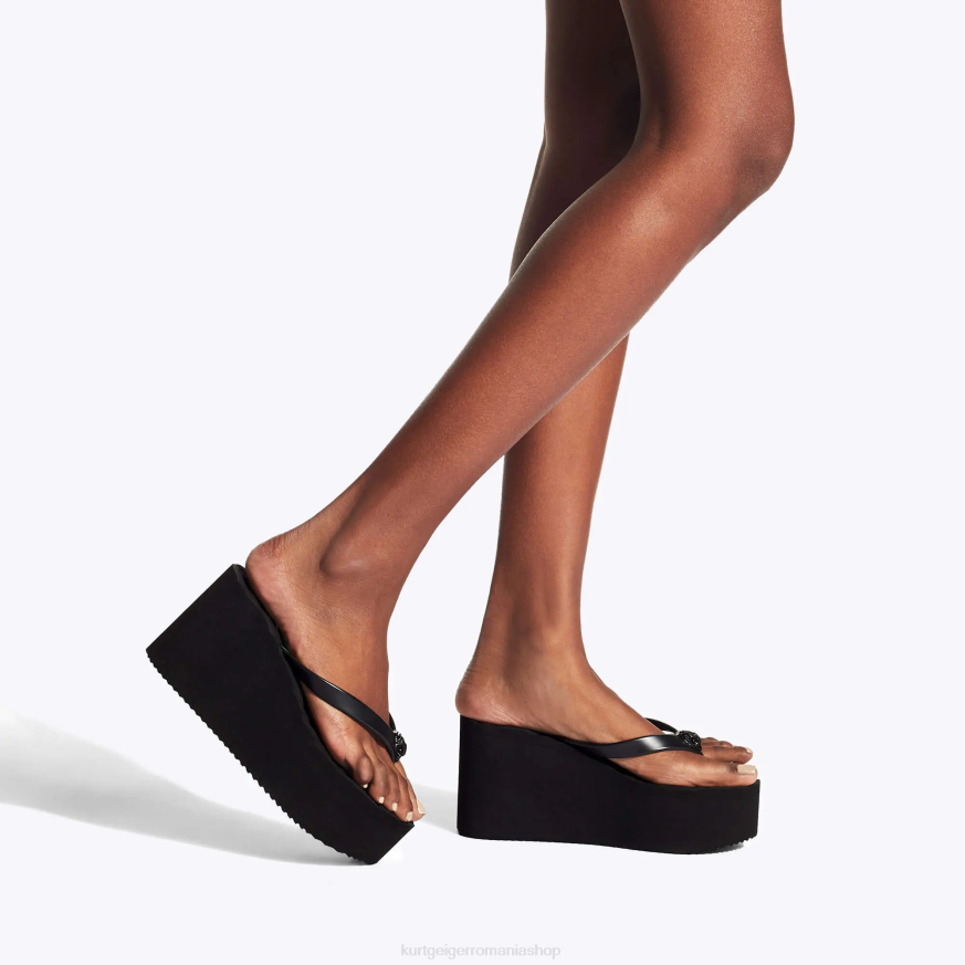 femei negru Kurt Geiger londra kensington flipflop wedge N02B434 | încălțăminte