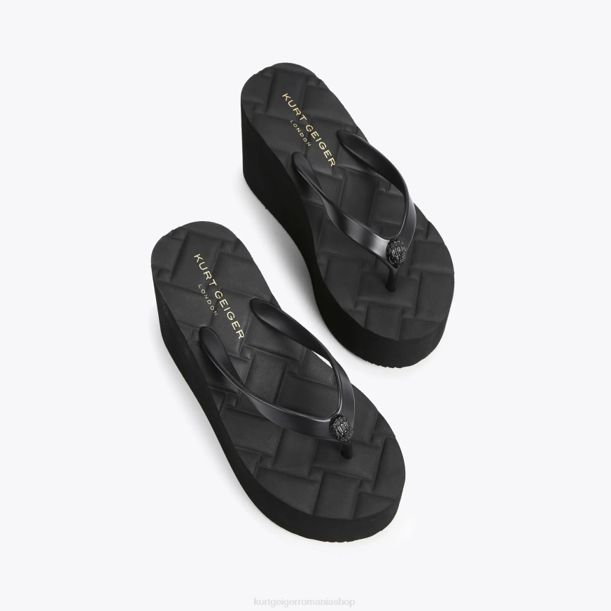 femei negru Kurt Geiger londra kensington flipflop wedge N02B434 | încălțăminte