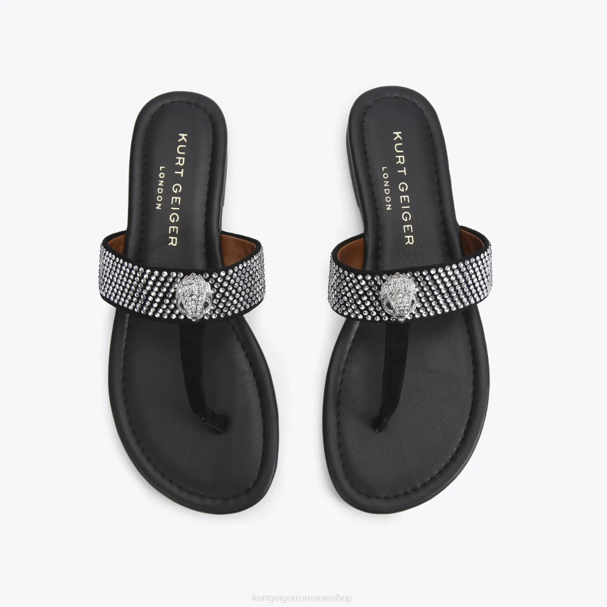 femei negru Kurt Geiger sandale london kensington t-bar N02B447 | încălțăminte