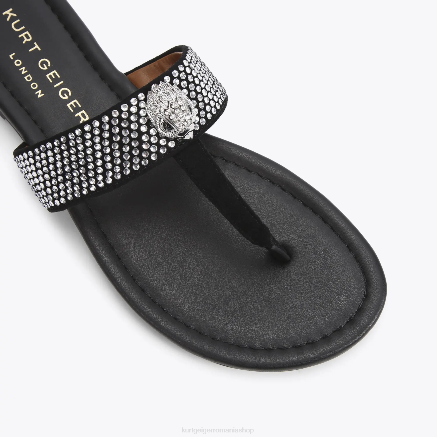 femei negru Kurt Geiger sandale london kensington t-bar N02B447 | încălțăminte