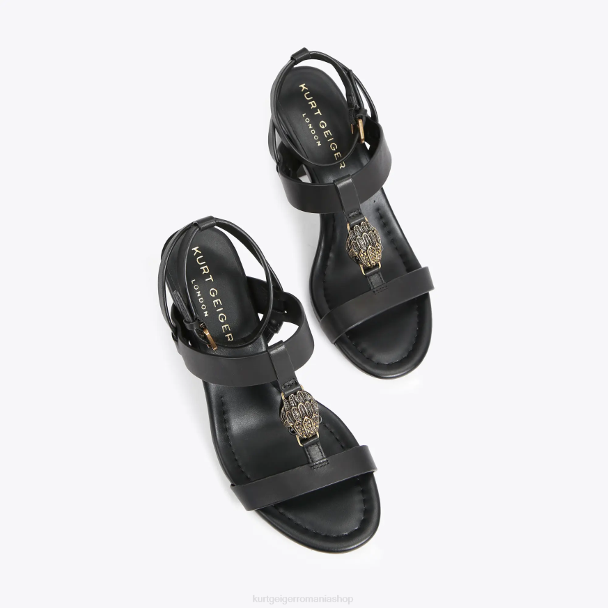 femei negru Kurt Geiger london hampton t- bar block N02B338 | încălțăminte