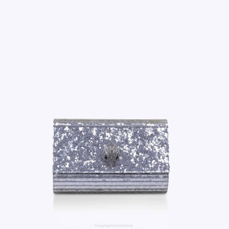 femei argint Kurt Geiger london party eagle clutch drench N02B264 | saci
