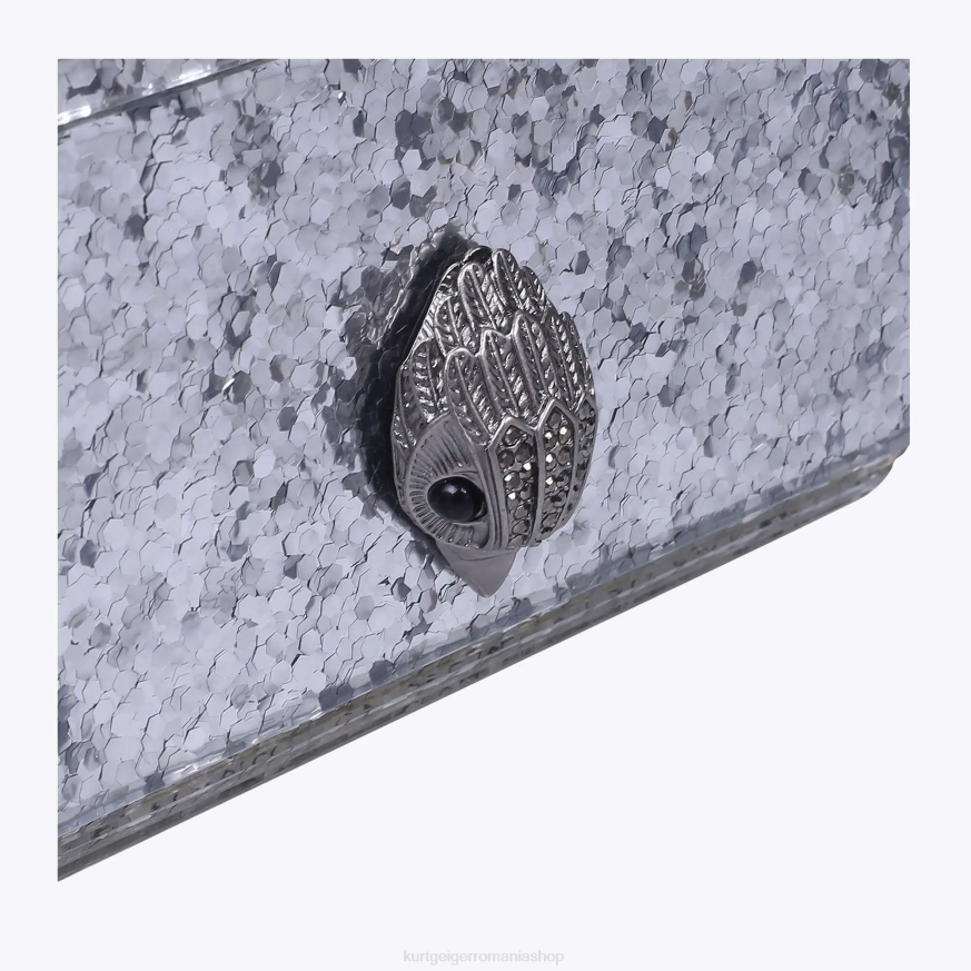 femei argint Kurt Geiger london party eagle clutch drench N02B264 | saci