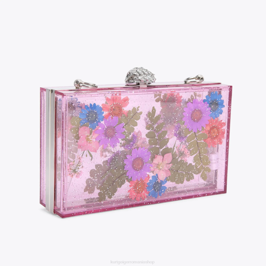 femei roz Kurt Geiger clutch cu flori din Londra N02B477 | saci