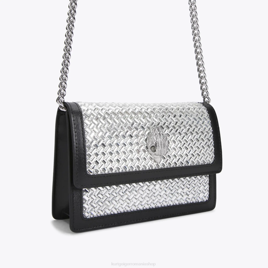 femei combinație de argint Kurt Geiger london shoreditch small cross body N02B129 | saci