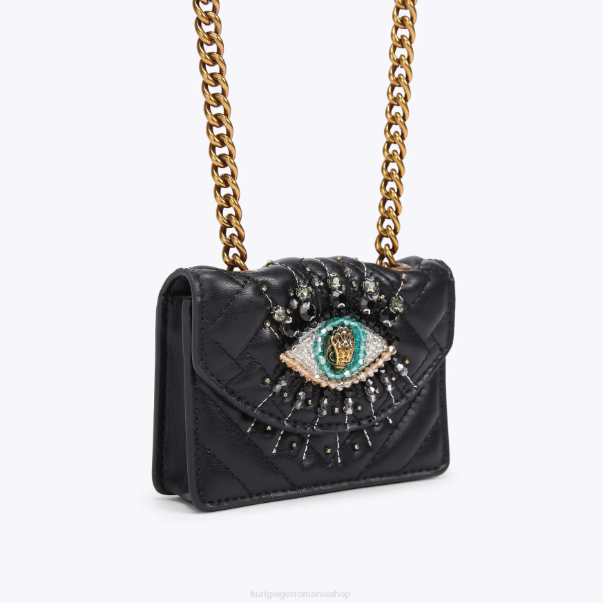 femei negru Kurt Geiger Londra micro Kensington eye N02B53 | saci