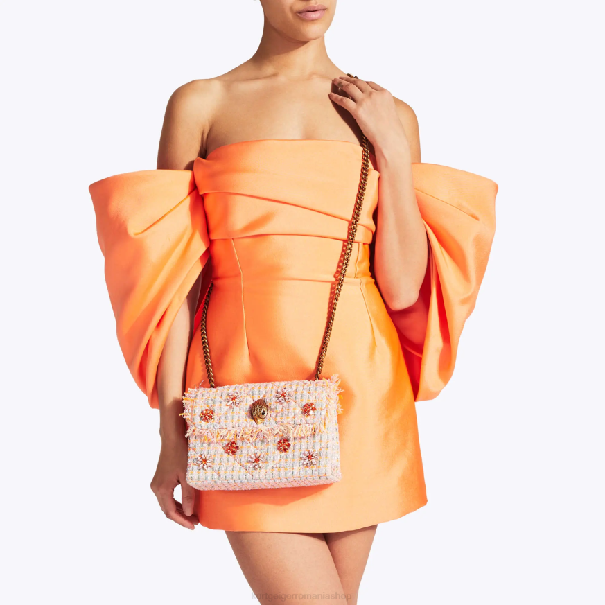 femei portocale Kurt Geiger geantă Kensington medie din tweed london N02B11 | saci