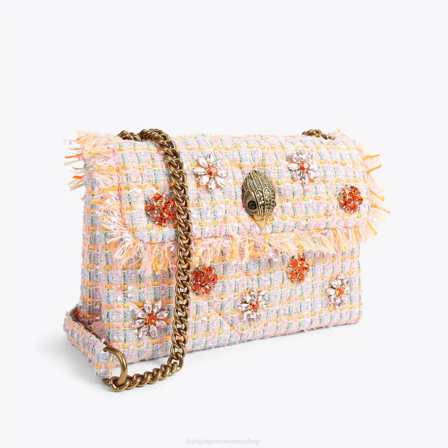 femei portocale Kurt Geiger geantă Kensington medie din tweed london N02B11 | saci