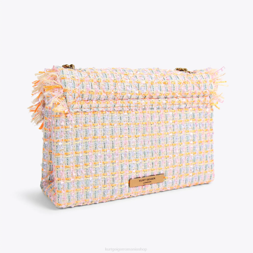 femei portocale Kurt Geiger geantă Kensington medie din tweed london N02B11 | saci