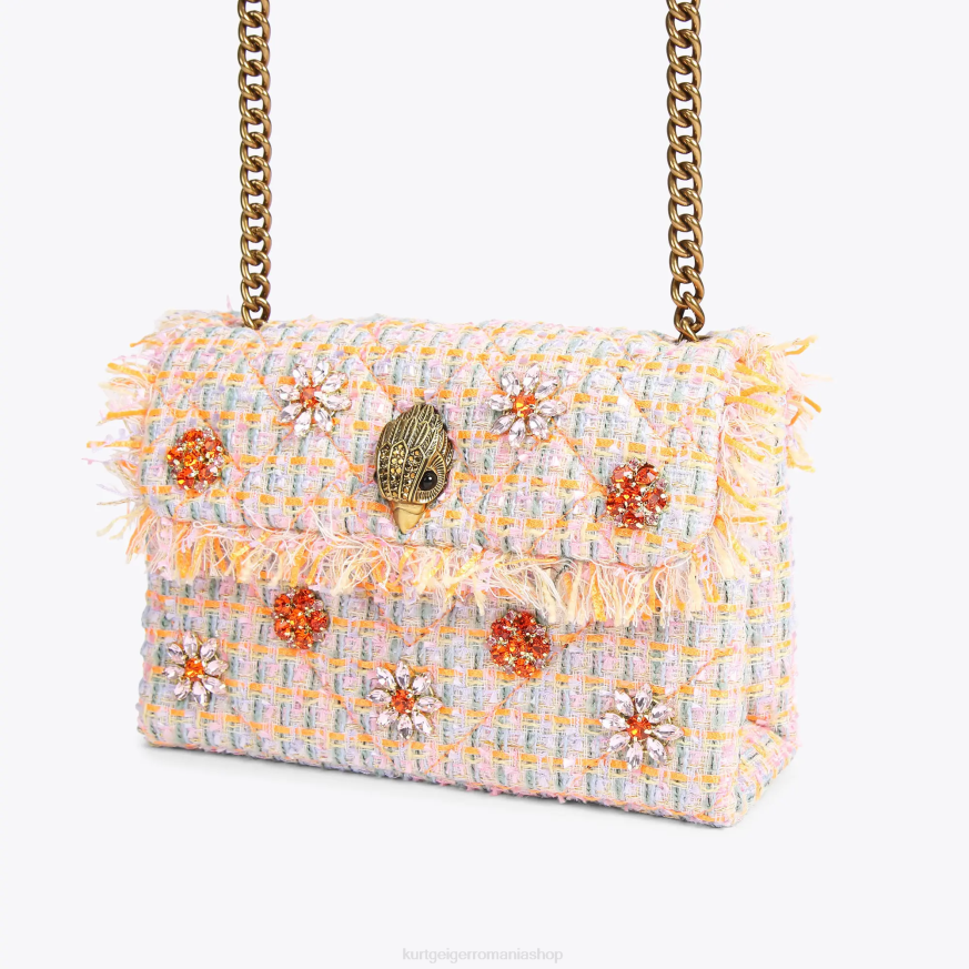 femei portocale Kurt Geiger geantă Kensington medie din tweed london N02B11 | saci