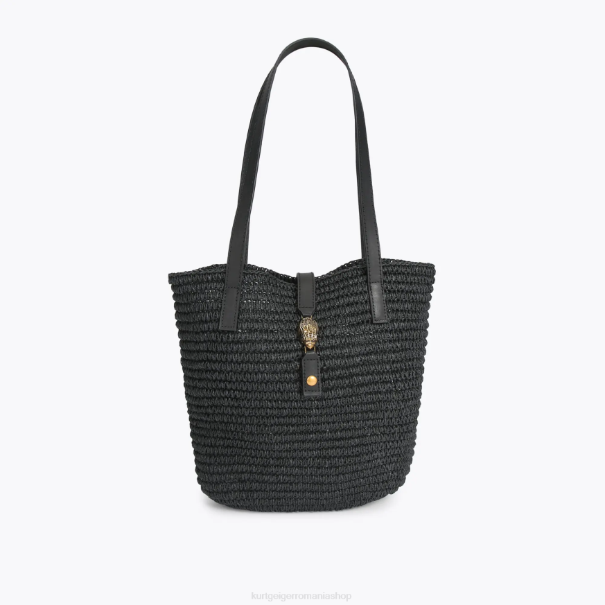 femei negru Kurt Geiger tote london hampton din rafia N02B463 | saci