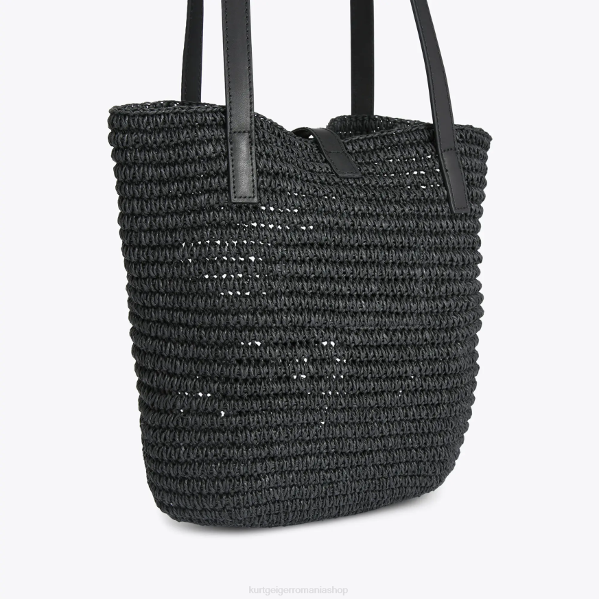femei negru Kurt Geiger tote london hampton din rafia N02B463 | saci