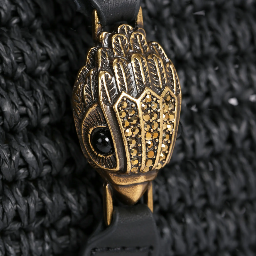 femei negru Kurt Geiger tote london hampton din rafia N02B463 | saci