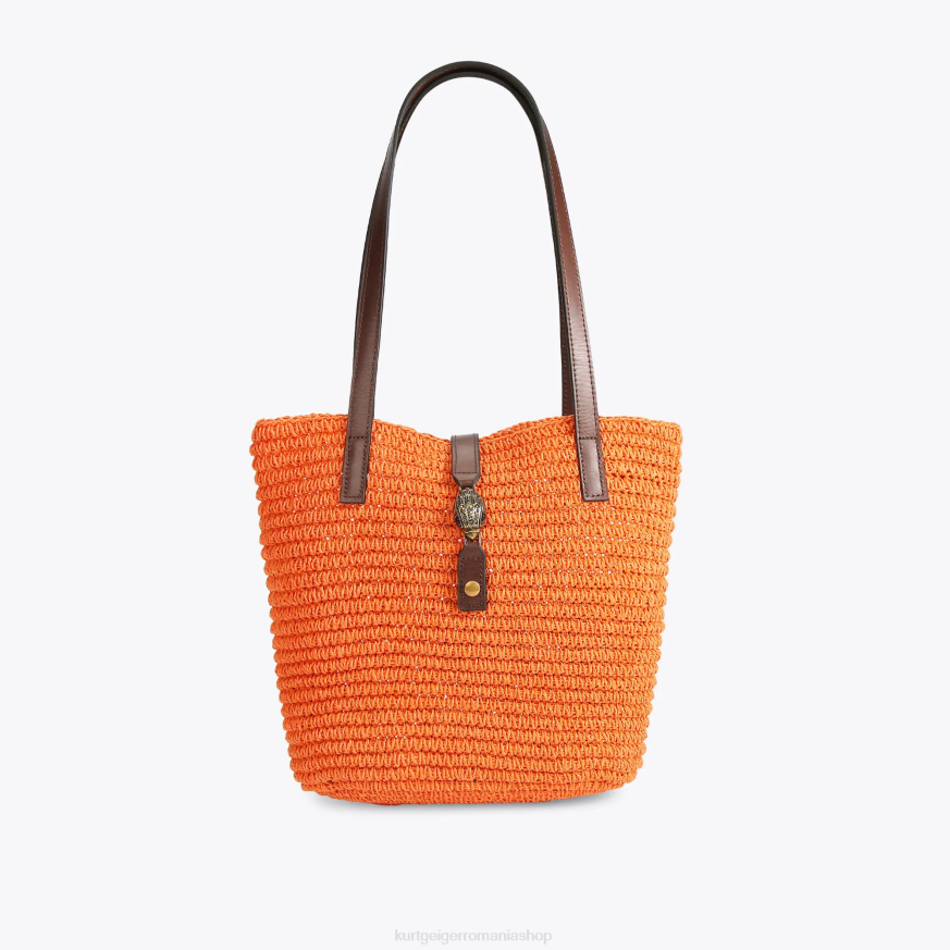 femei portocale Kurt Geiger tote london hampton din rafia N02B458 | saci