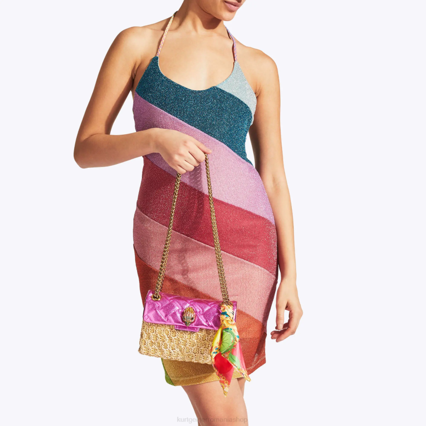 femei combinație de aur Kurt Geiger rafia london mini kensington N02B89 | saci