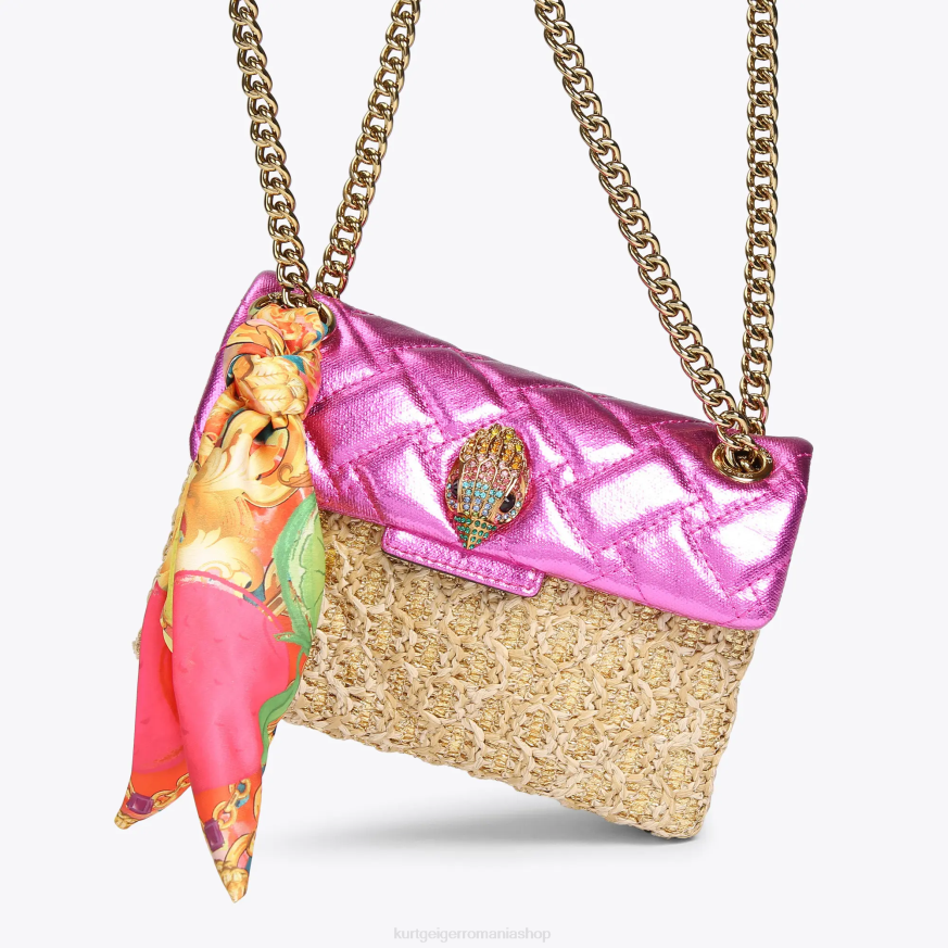 femei combinație de aur Kurt Geiger rafia london mini kensington N02B89 | saci